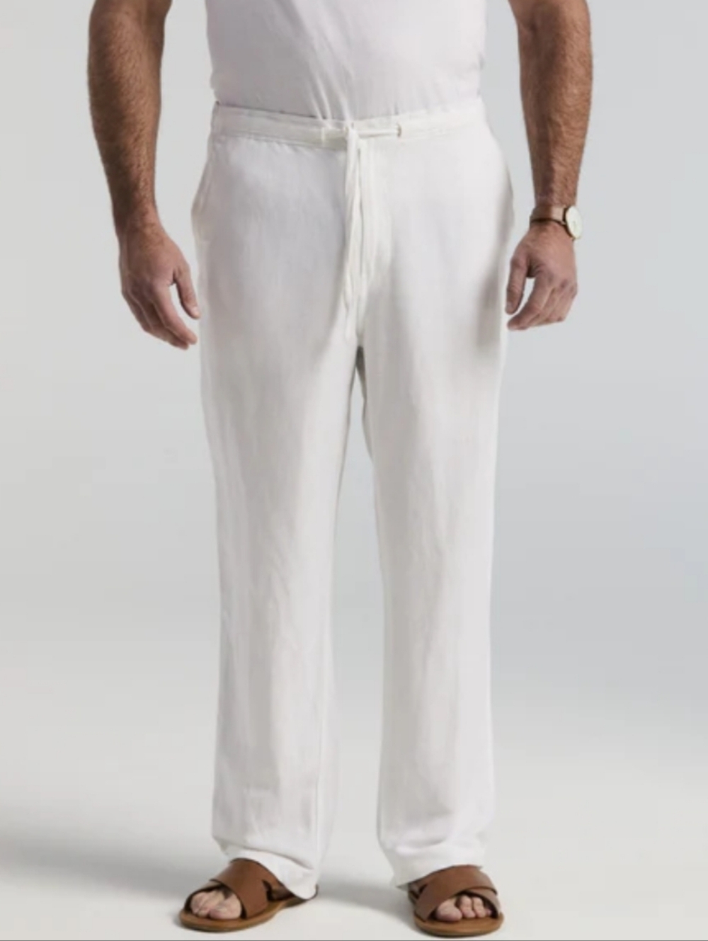 Cubavera Linen Pants Drawstring White Size Medium